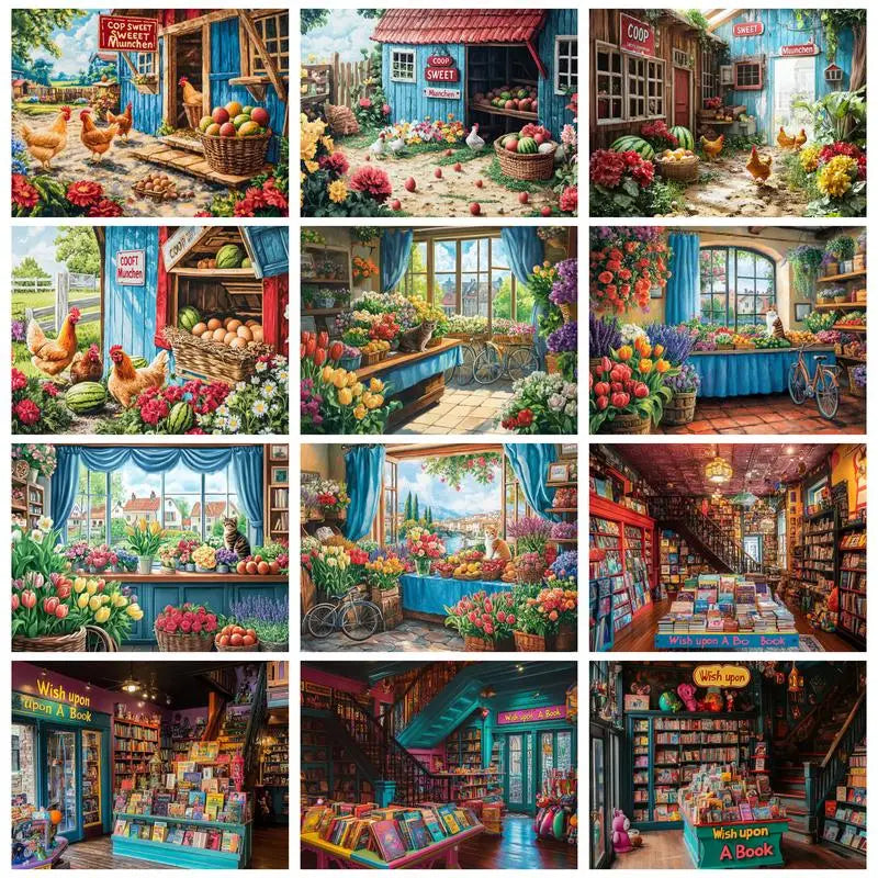 Courtyard and Rural Landscape – DIY Paint by Numbers Wall Art (Customizable by Paint)