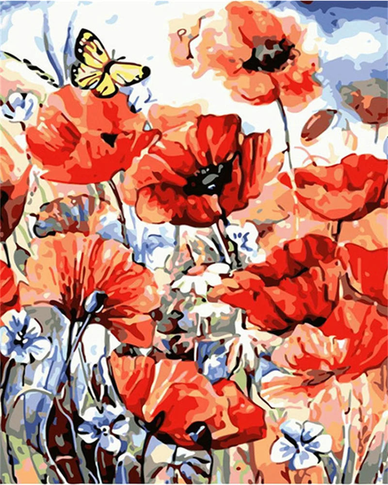 Poppy Flower Wall Art - Oil Painting by Numbers