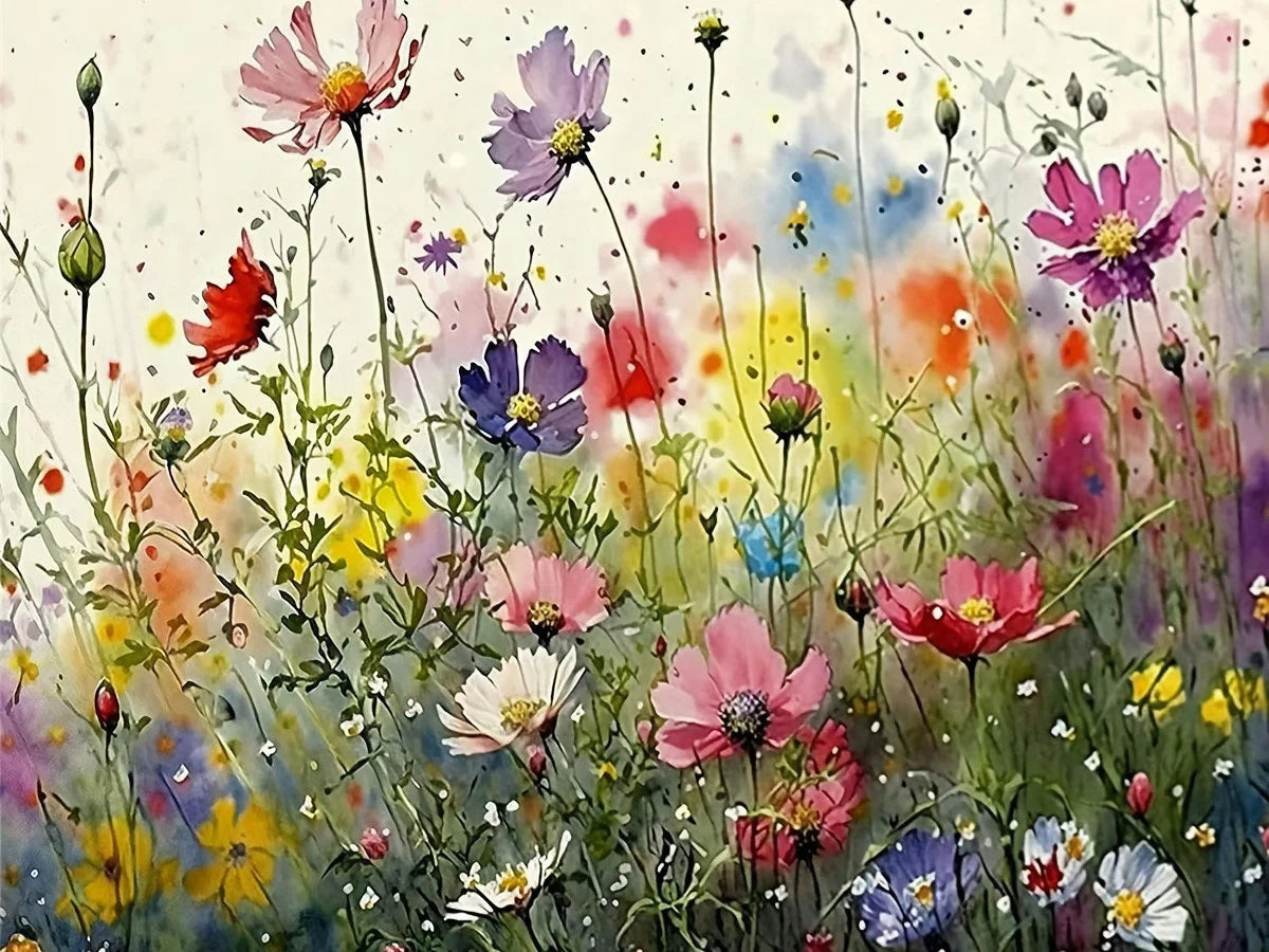 Daisy Flower Field Landscape - Paint by Numbers