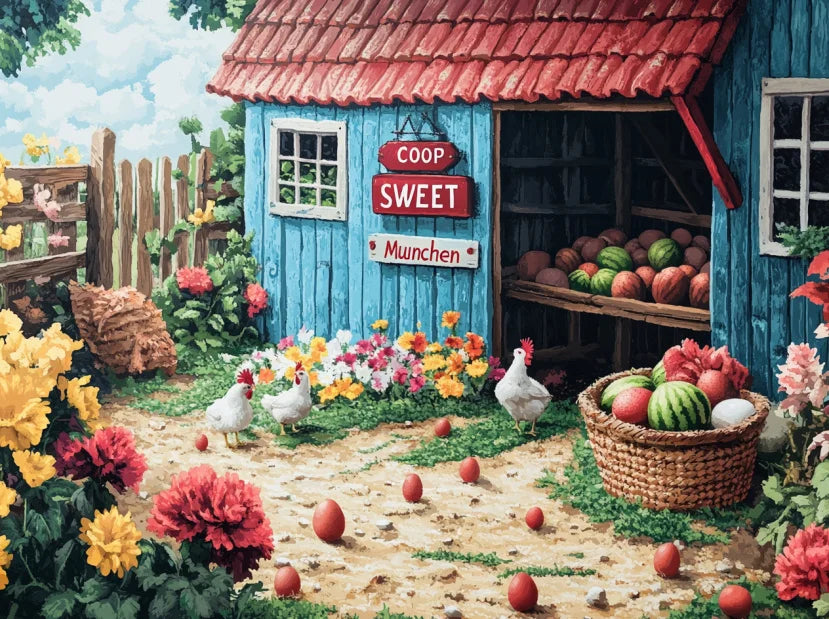 Courtyard and Rural Landscape – DIY Paint by Numbers Wall Art (Customizable by Paint)