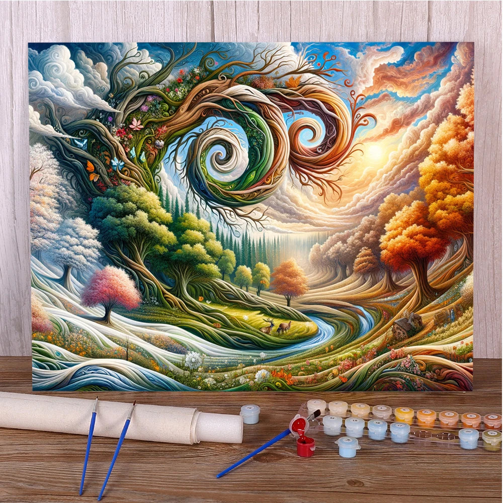 Landscape Fantasy Nature – DIY Paint by Numbers Canvas Kit (Customizable by Paint)