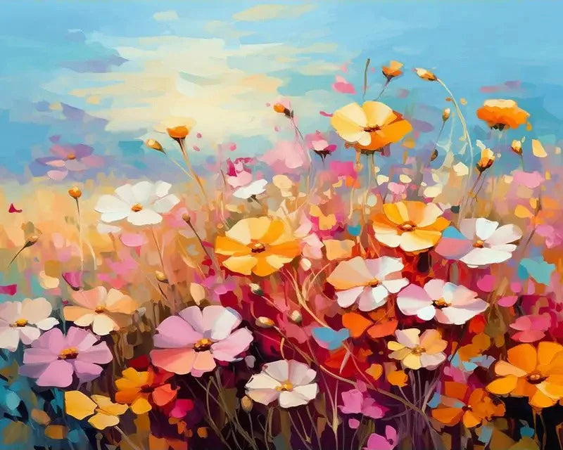 Daisy Flower Field Landscape - Paint by Numbers