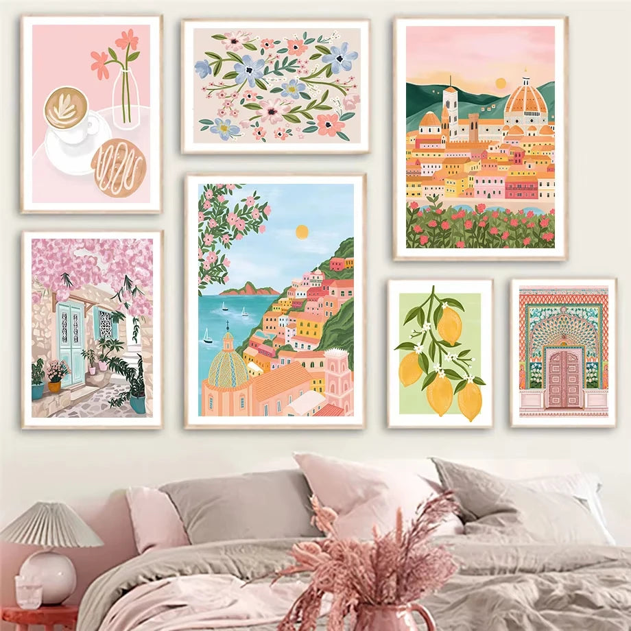 Santorini Lemon & Coffee Flowers & Landscape - Paint by Numbers
