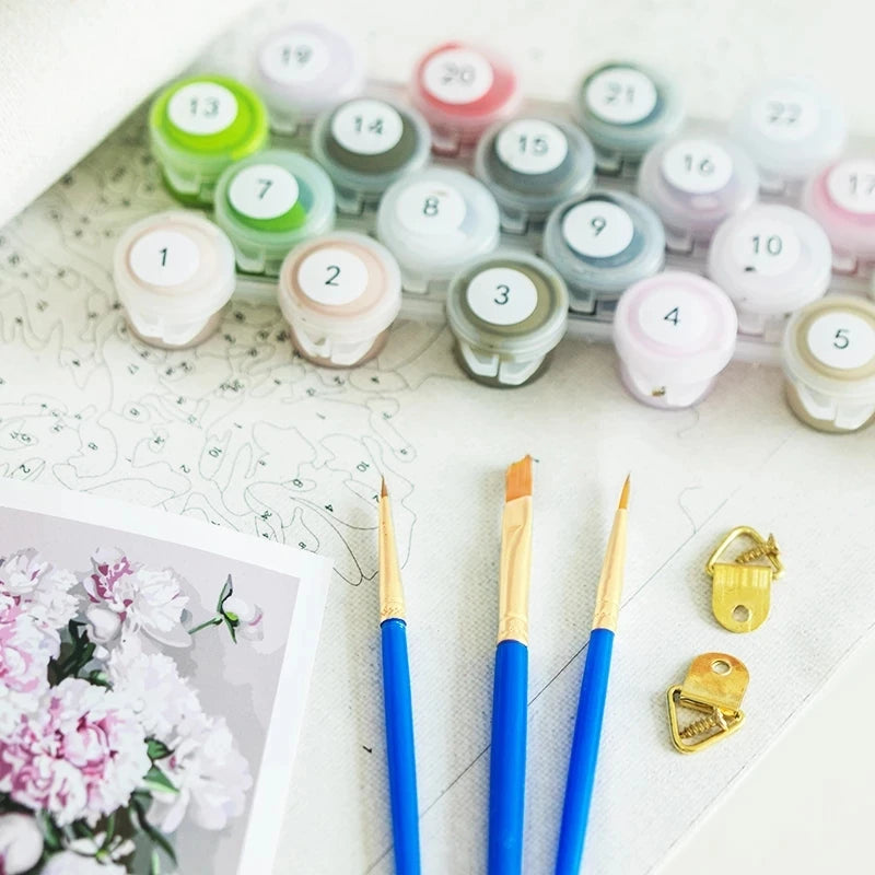 Flowers, Lemons & Landscape – DIY Framed Paint by Numbers Kit (Customizable by Paint)