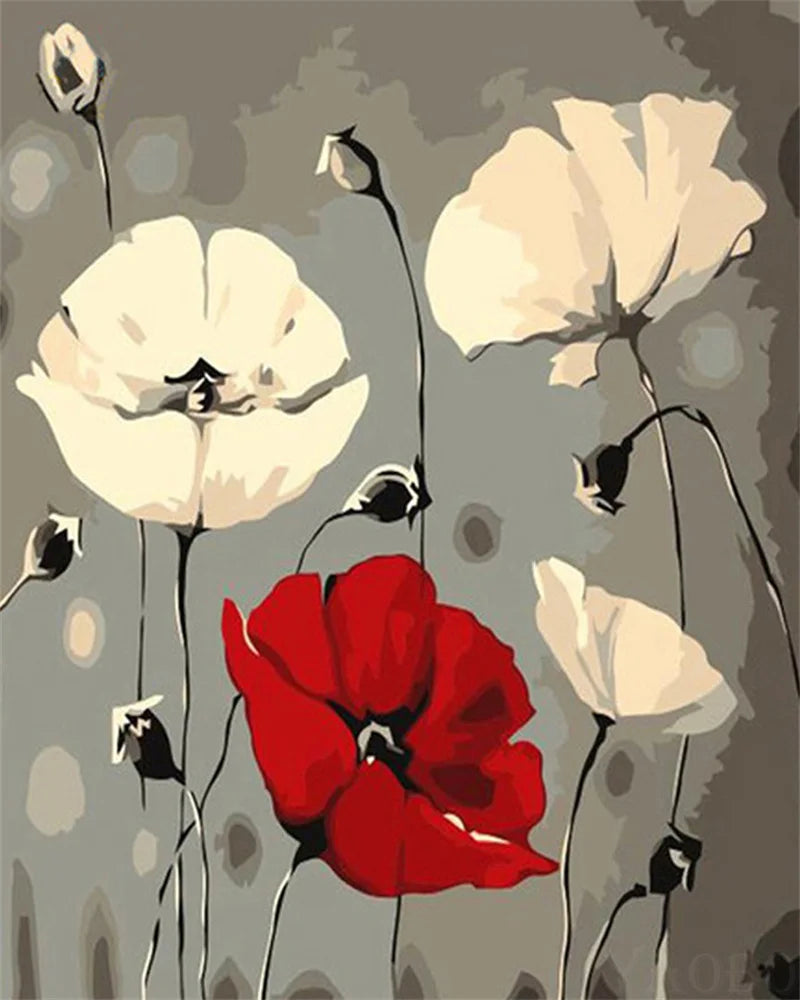 Poppy Flower Wall Art - Oil Painting by Numbers