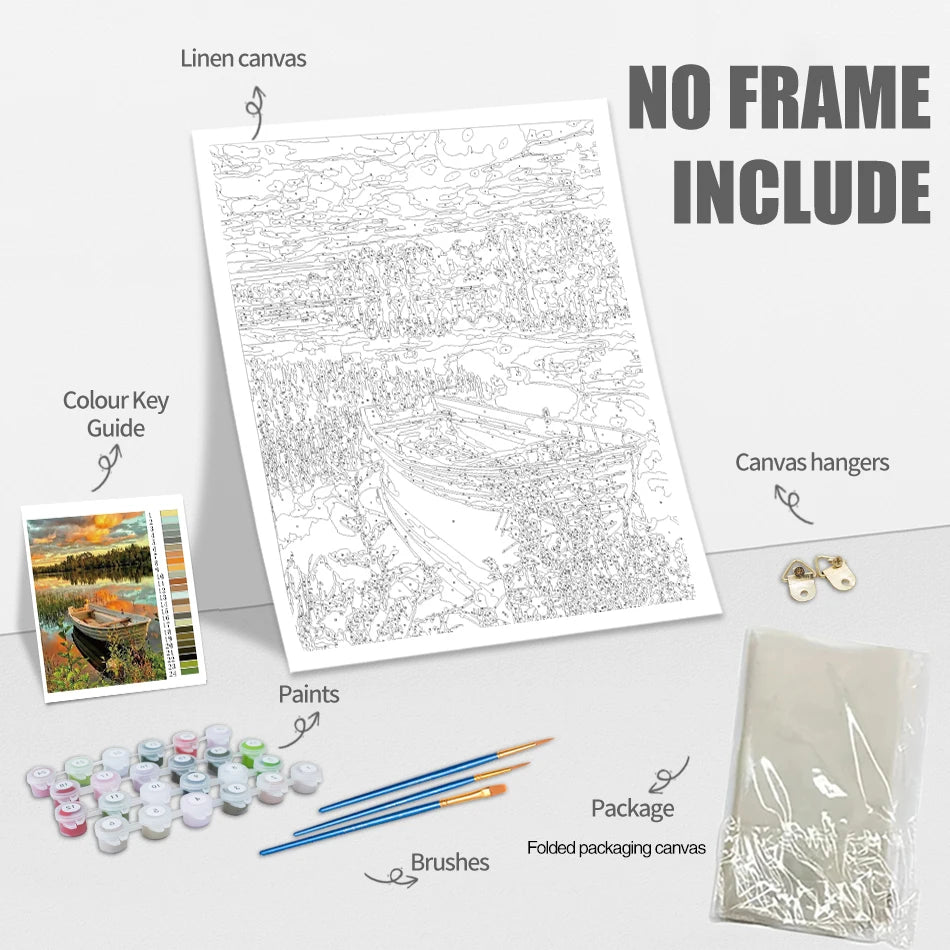 Flowers, Lemons & Landscape – DIY Framed Paint by Numbers Kit (Customizable by Paint)