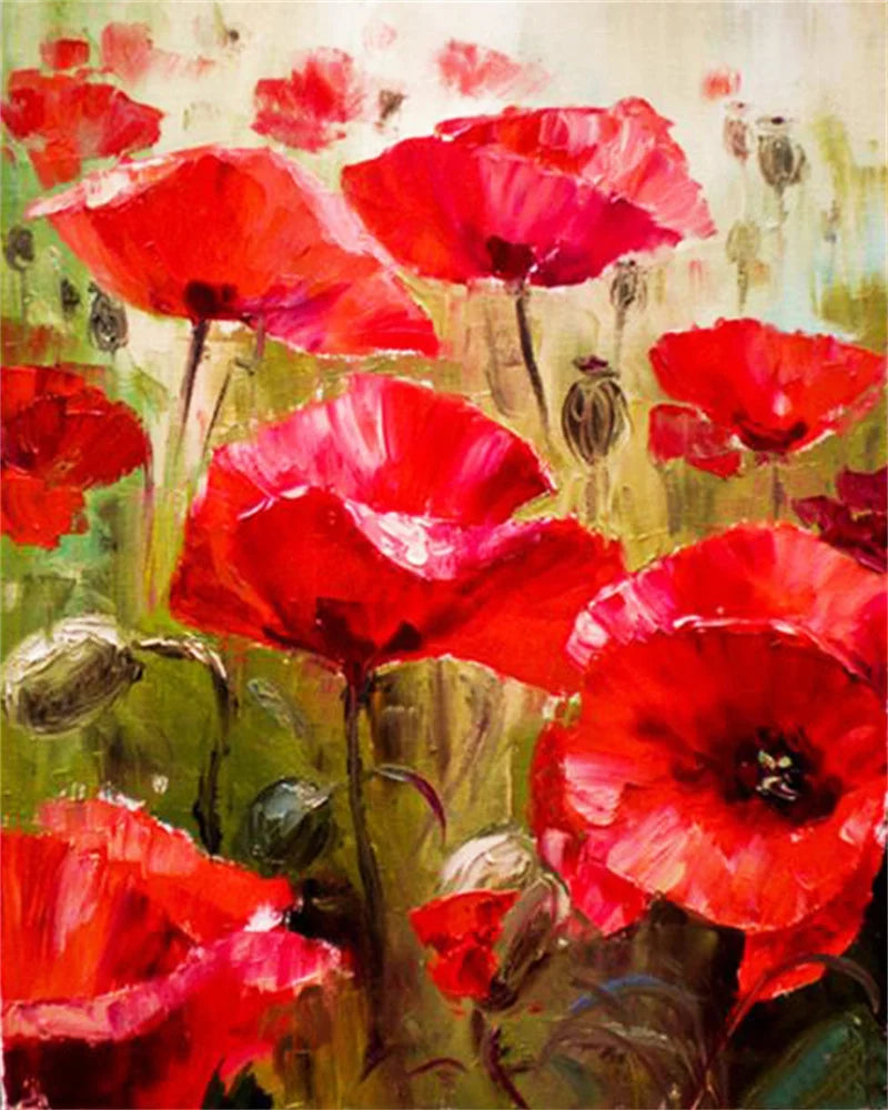 Poppy Flower Wall Art - Oil Painting by Numbers