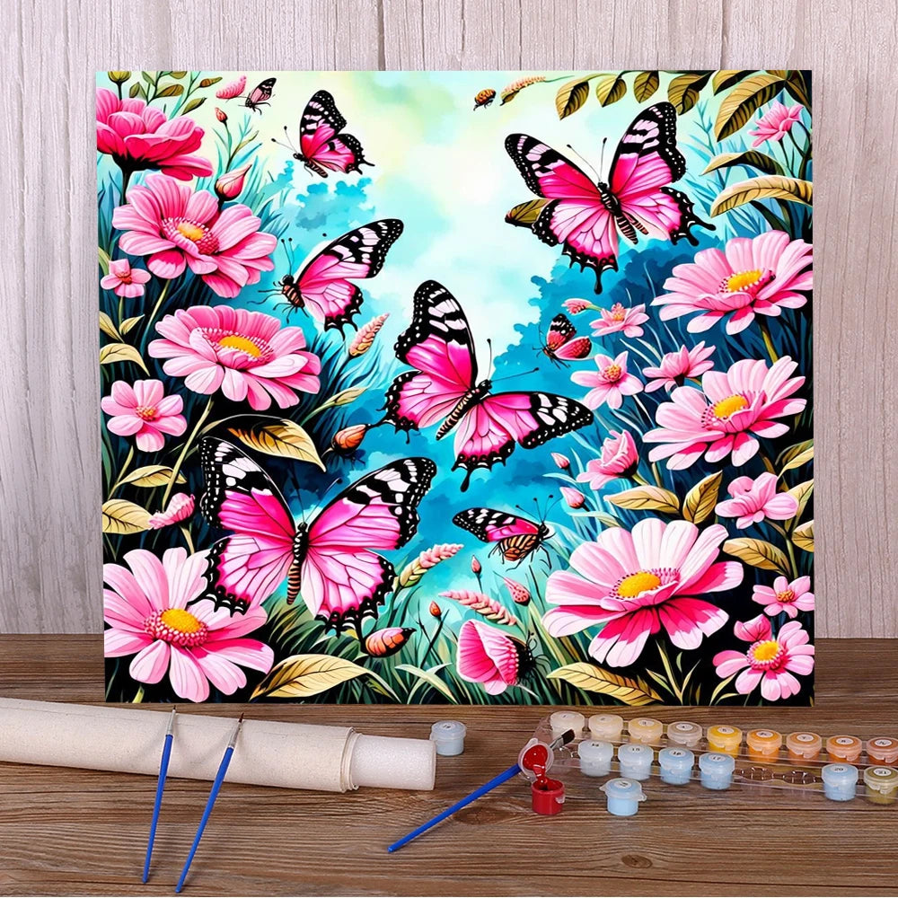 Butterfly & Flowers – Paint by Numbers