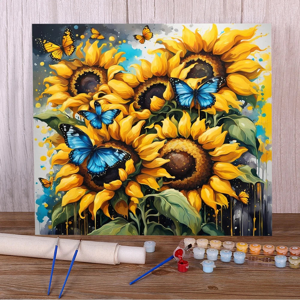 Butterfly & Flowers – Paint by Numbers