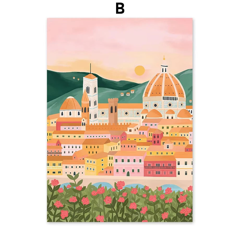 Santorini Lemon & Coffee Flowers & Landscape - Paint by Numbers