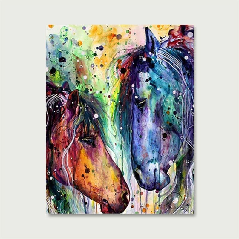 Two Colorful Horses | Paint by Numbers