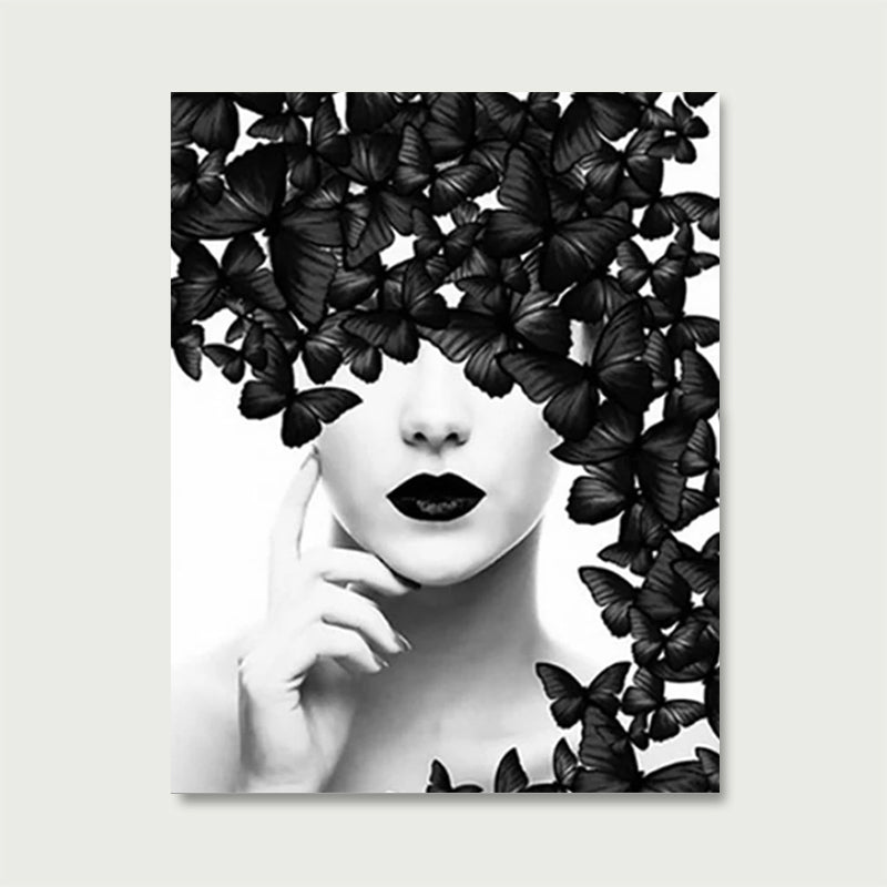Woman with Black Butterflies | Paint by Numbers