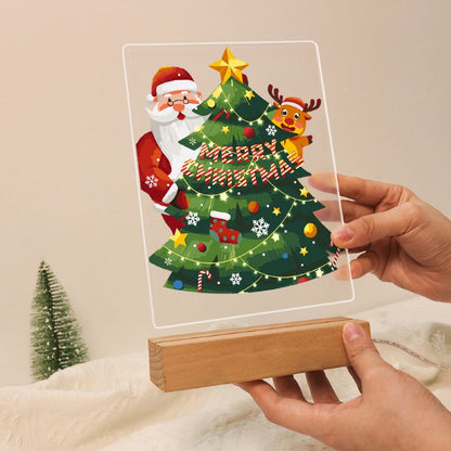 Paint by Numbers Christmas Lamp | Santa Claus and Reindeer Near the Tree