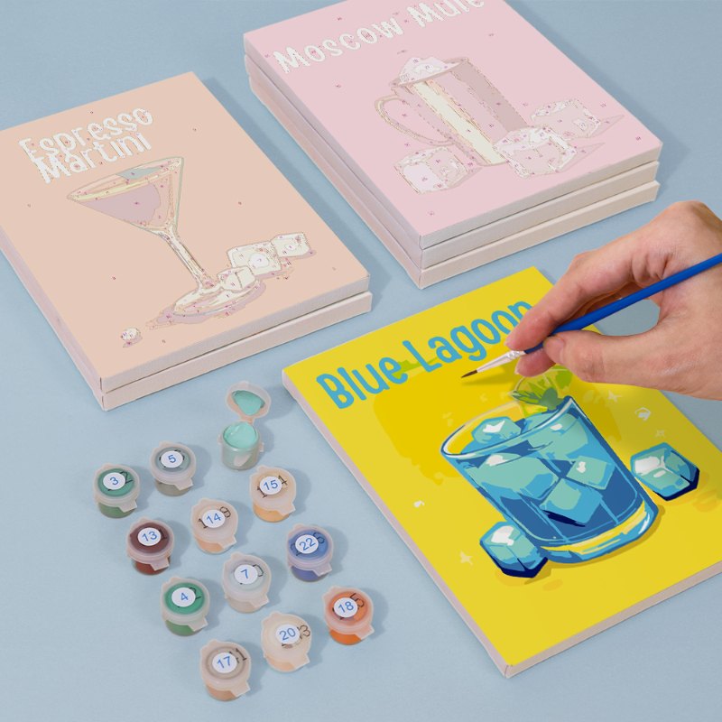 6 Mini Paintings - Happy Hour Cocktail Set