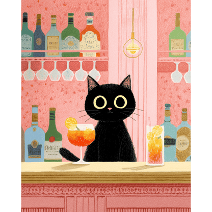 The black cat at the bar | Paint by Number