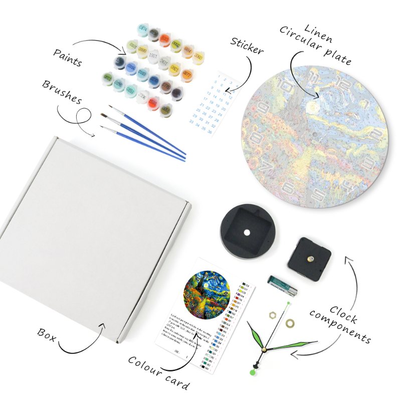 Painting by Numbers Clock – Starry Night & Flower Field