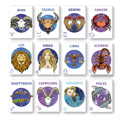 12 Mini Paintings | Zodiac Set