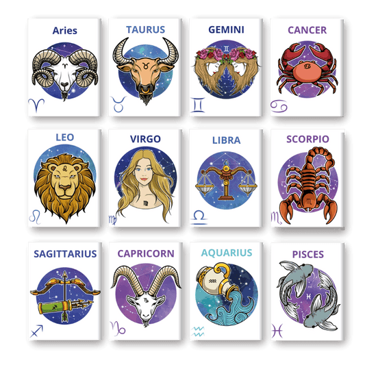 12 Mini Paintings | Zodiac Set