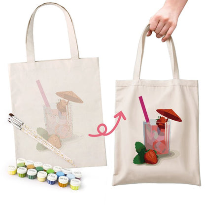 Paint by Numbers Totebag – Strawberry Daiquiri Cocktail