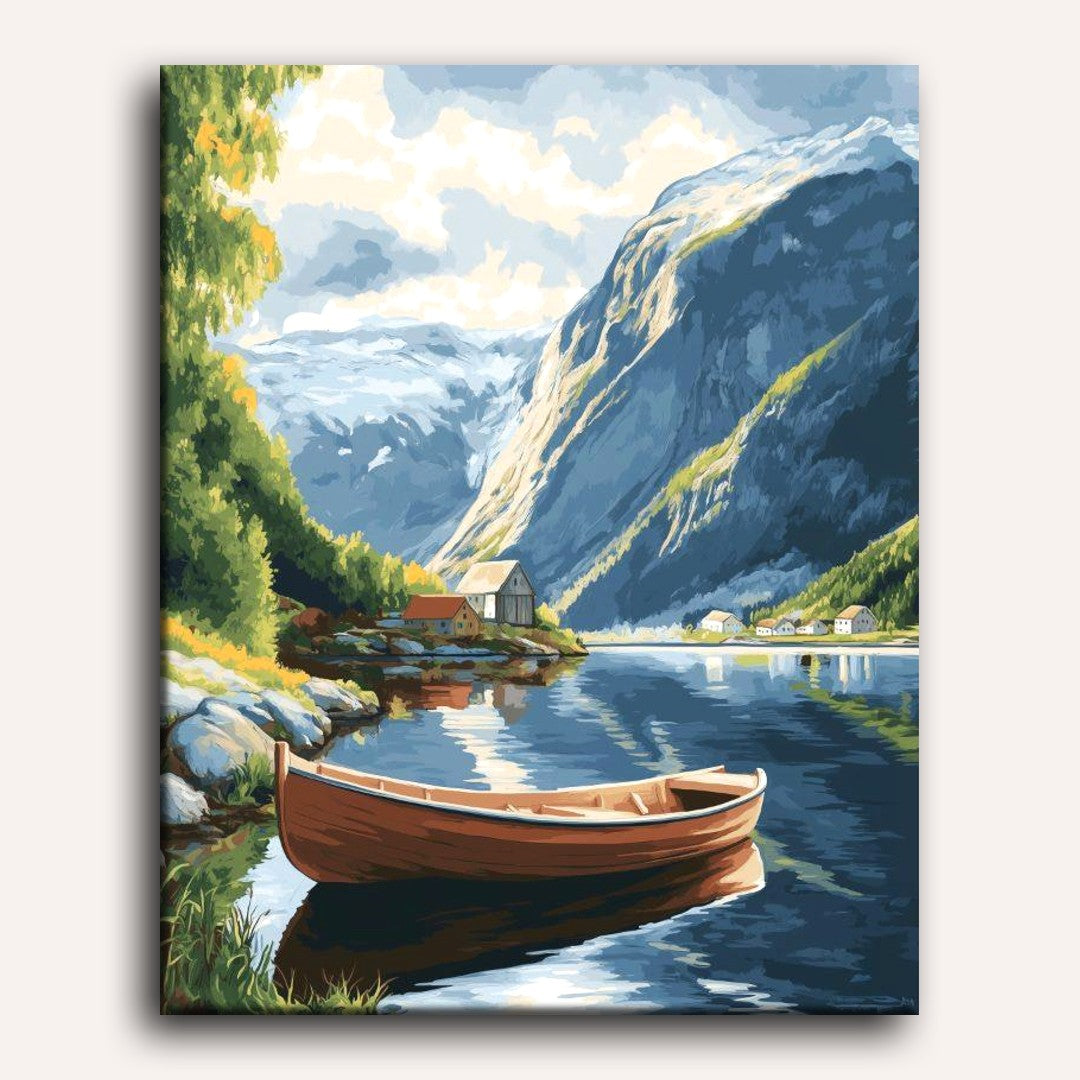 Boat at Geirangerfjord in Norway | Paint by Numbers