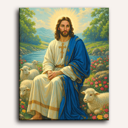 Jesus with lambs | Paint by Number