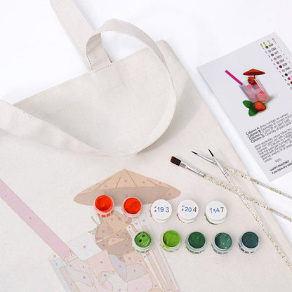 Paint by Numbers Totebag – Strawberry Daiquiri Cocktail