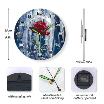 Painting by Numbers Clock – Rose in a glass