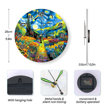 Painting by Numbers Clock – Starry Night & Flower Field