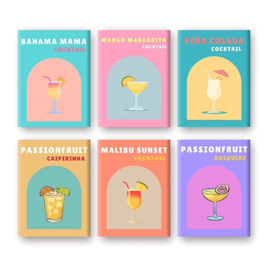 6 Mini Paintings - Tropical Cocktail Set