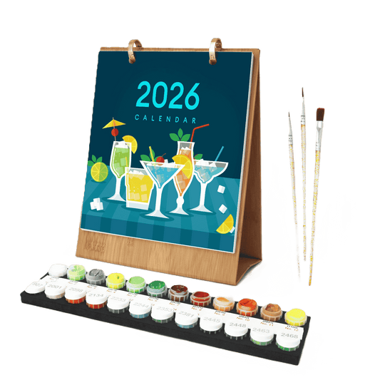 2026 Paint by Numbers desk Calendar | Deluxe Cocktail Edition