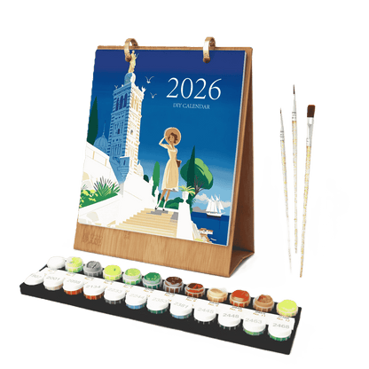 2026 Paint by Numbers desk Calendar | World trip Edition