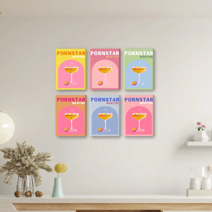 6 Mini Paintings - Passion Fruit Martini Cocktail Set