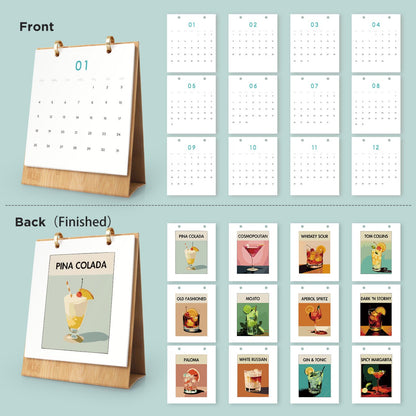 2026 Paint by Numbers desk Calendar | Deluxe Cocktail Edition