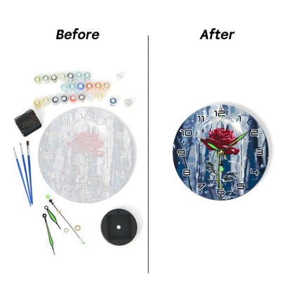 Painting by Numbers Clock – Rose in a glass