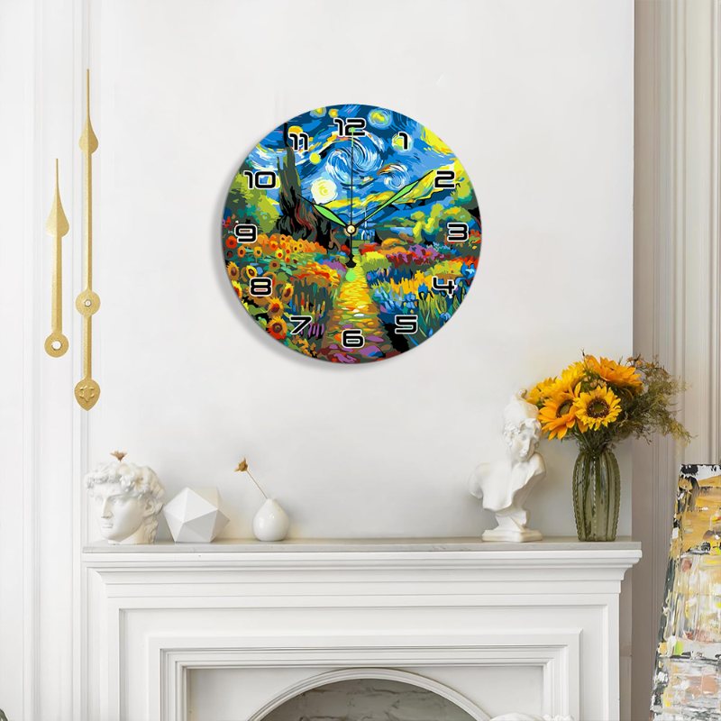 Painting by Numbers Clock – Starry Night & Flower Field