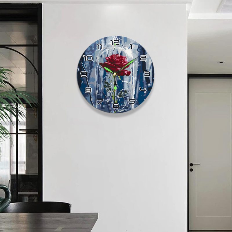 Painting by Numbers Clock – Rose in a glass