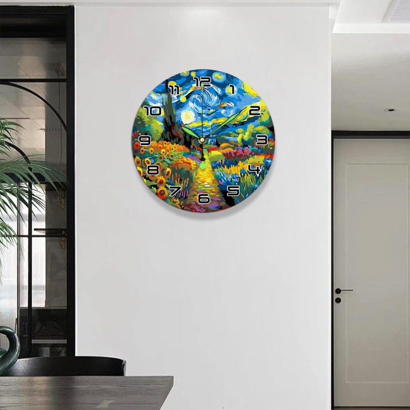Painting by Numbers Clock – Starry Night & Flower Field