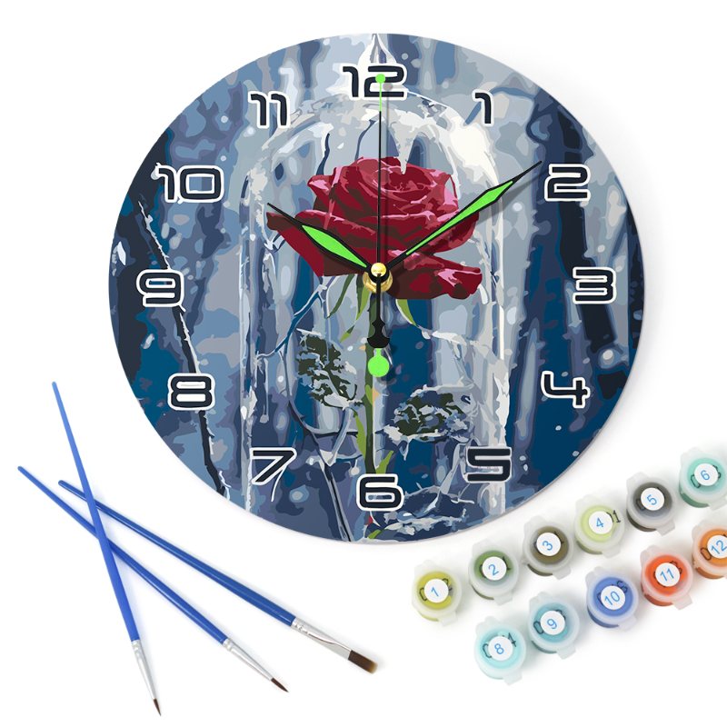 Painting by Numbers Clock – Rose in a glass