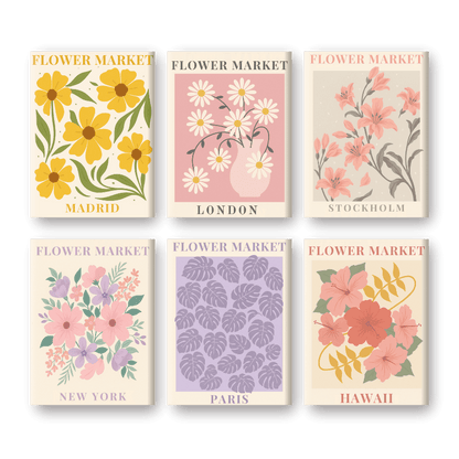6 Mini Paintings - Gorgeous Flower Market Set
