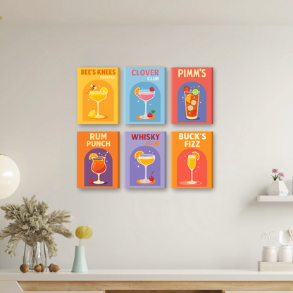 6 Mini Paintings - UK Cocktail Set