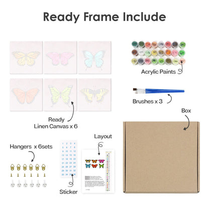6 Mini Paintings | Butterfly Set