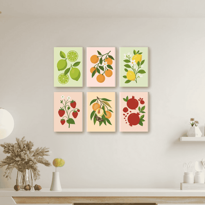 6 Mini Paintings - Fruit Plant Set