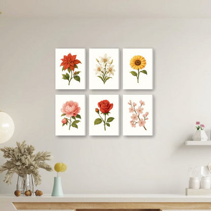6 Mini Paintings - Flowers and Roses Set