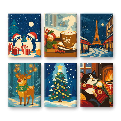6 Mini Paintings - Christmas Eve Set