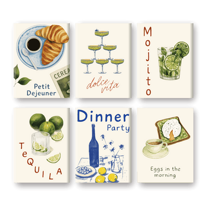 6 Mini Paintings - Food & Drinks Set