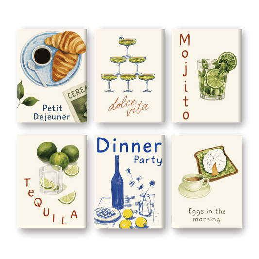 6 Mini Paintings - Food & Drinks Set
