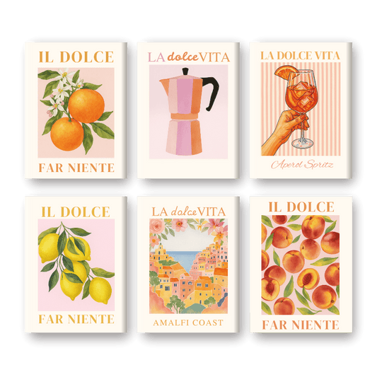 6 Mini Paintings - Italian ''Dolce Vita'' Set
