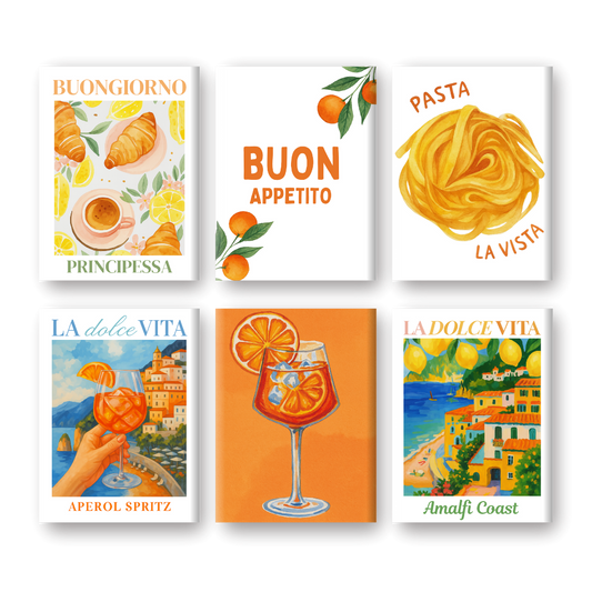 6 Mini Paintings - Italian Buon Appetito set