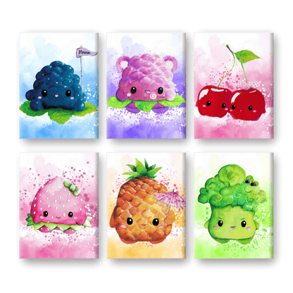 6 Mini Paintings | Kawaii Foods Set - By Tiny Tami