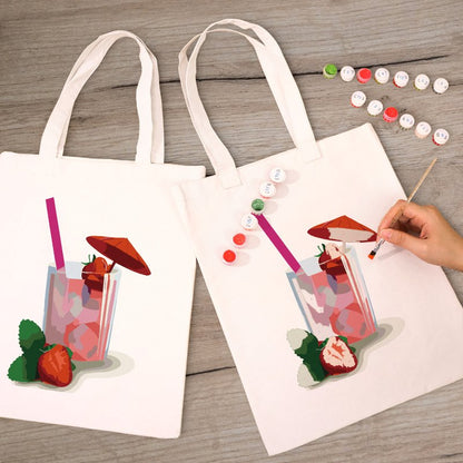 Paint by Numbers Totebag – Strawberry Daiquiri Cocktail